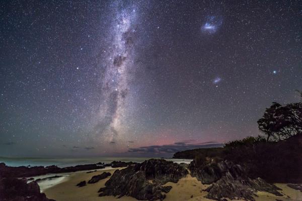 At top right is the Large Magellanic Cloud, and below it is the Small Magellanic Cloud